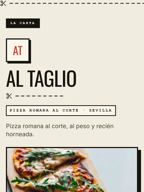 Carta de ejemplo con el diseño Al Taglio