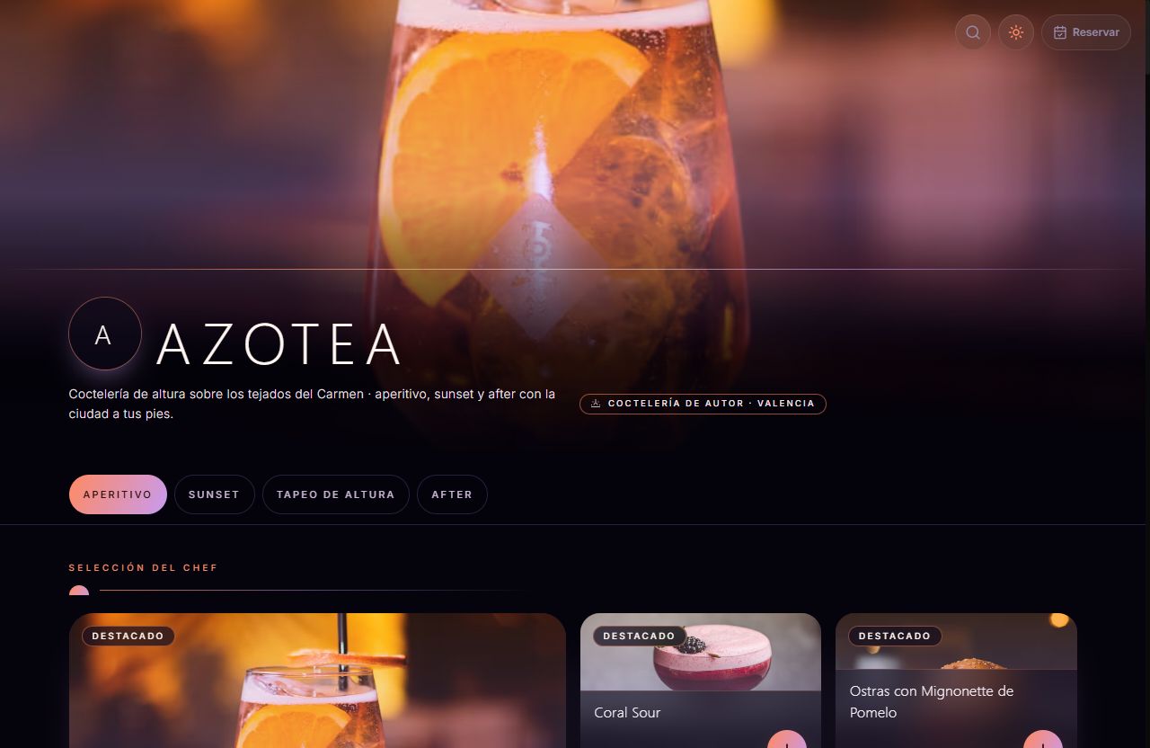 Vista de la carta con el diseño Azotea