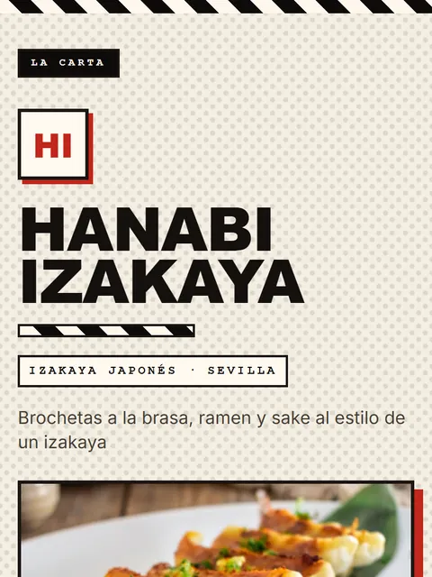 Carta de ejemplo con el diseño Barra Ramen