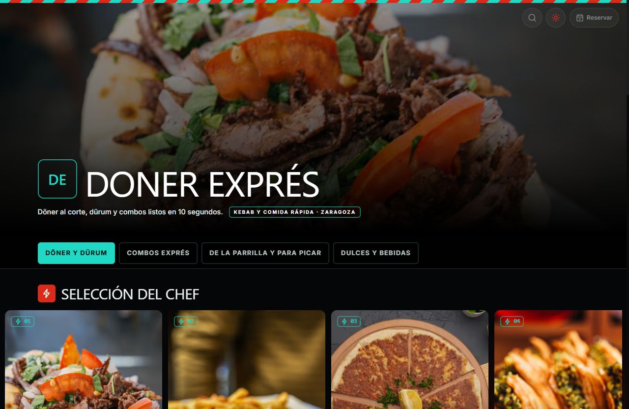Vista de la carta con el diseño Döner Exprés