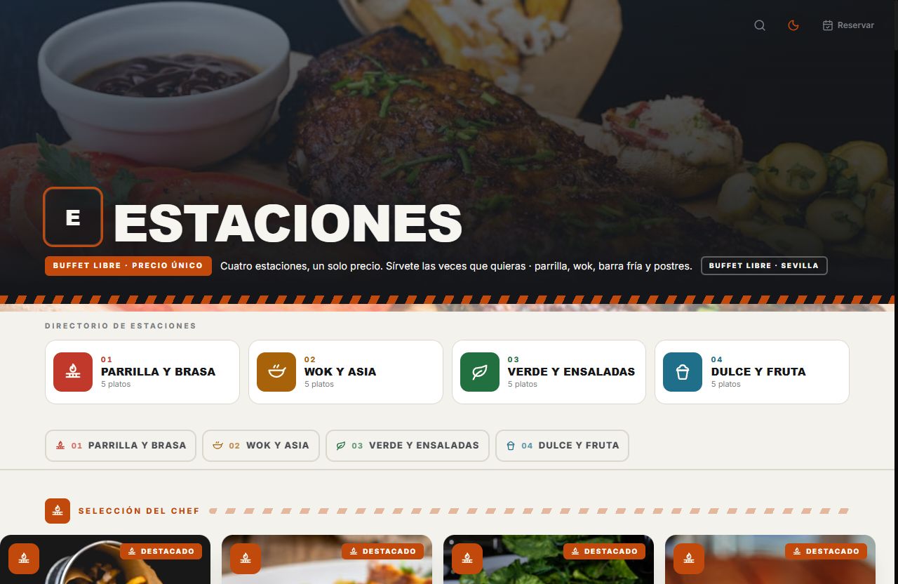 Vista de la carta con el diseño Estaciones