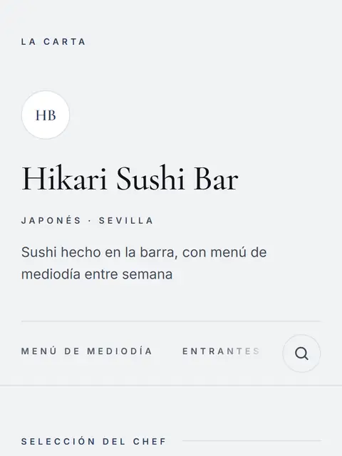 Carta de ejemplo con el diseño Índigo