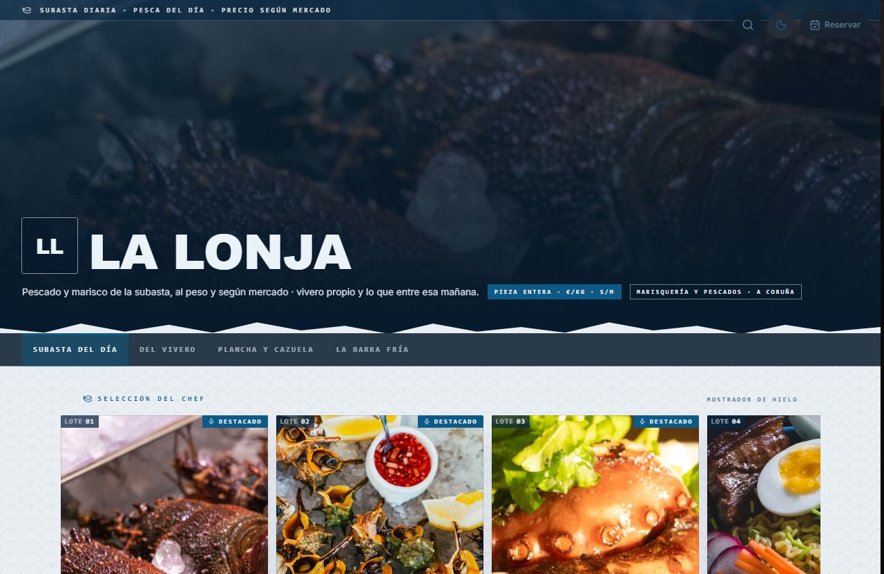 Vista de la carta con el diseño Lonja