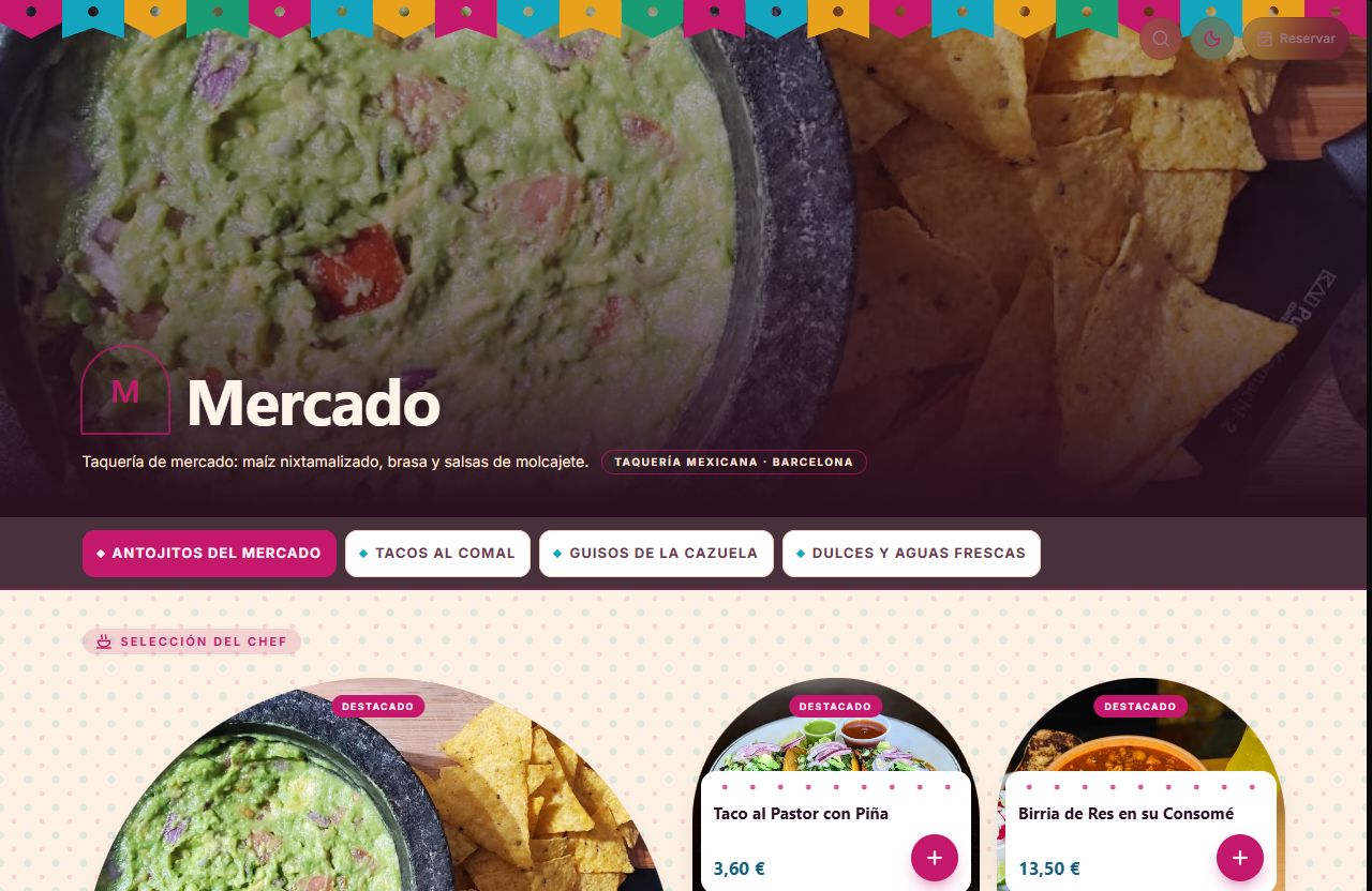 Vista de la carta con el diseño Mercado